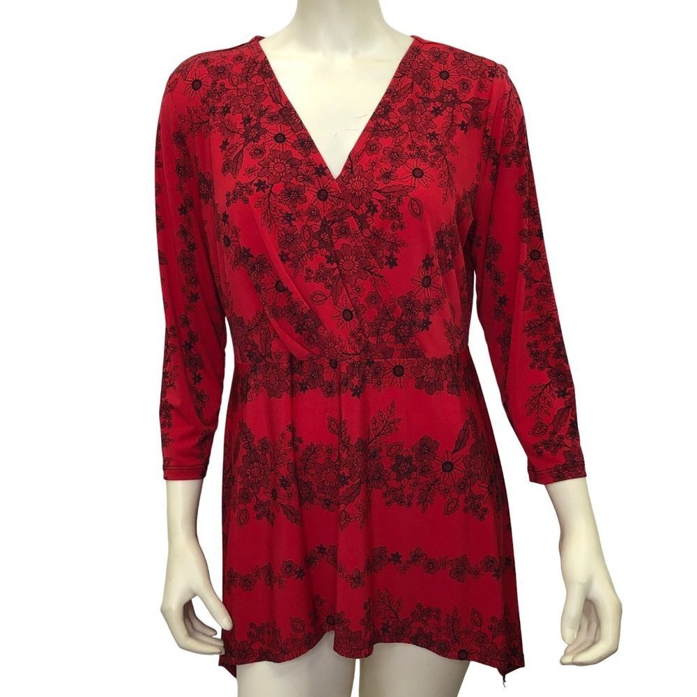 INVESTMENT SLIM FACTOR $69 V -NECK 3/4 SLEEVE TOP SM NWT